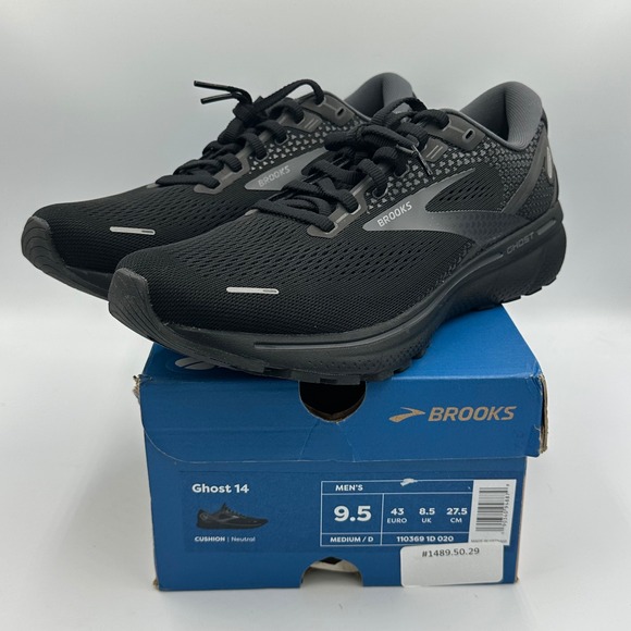 Brooks Ghost 14 Running Shoes Mens 9.5 Black 110369 020 Cushion Neutral Comfort